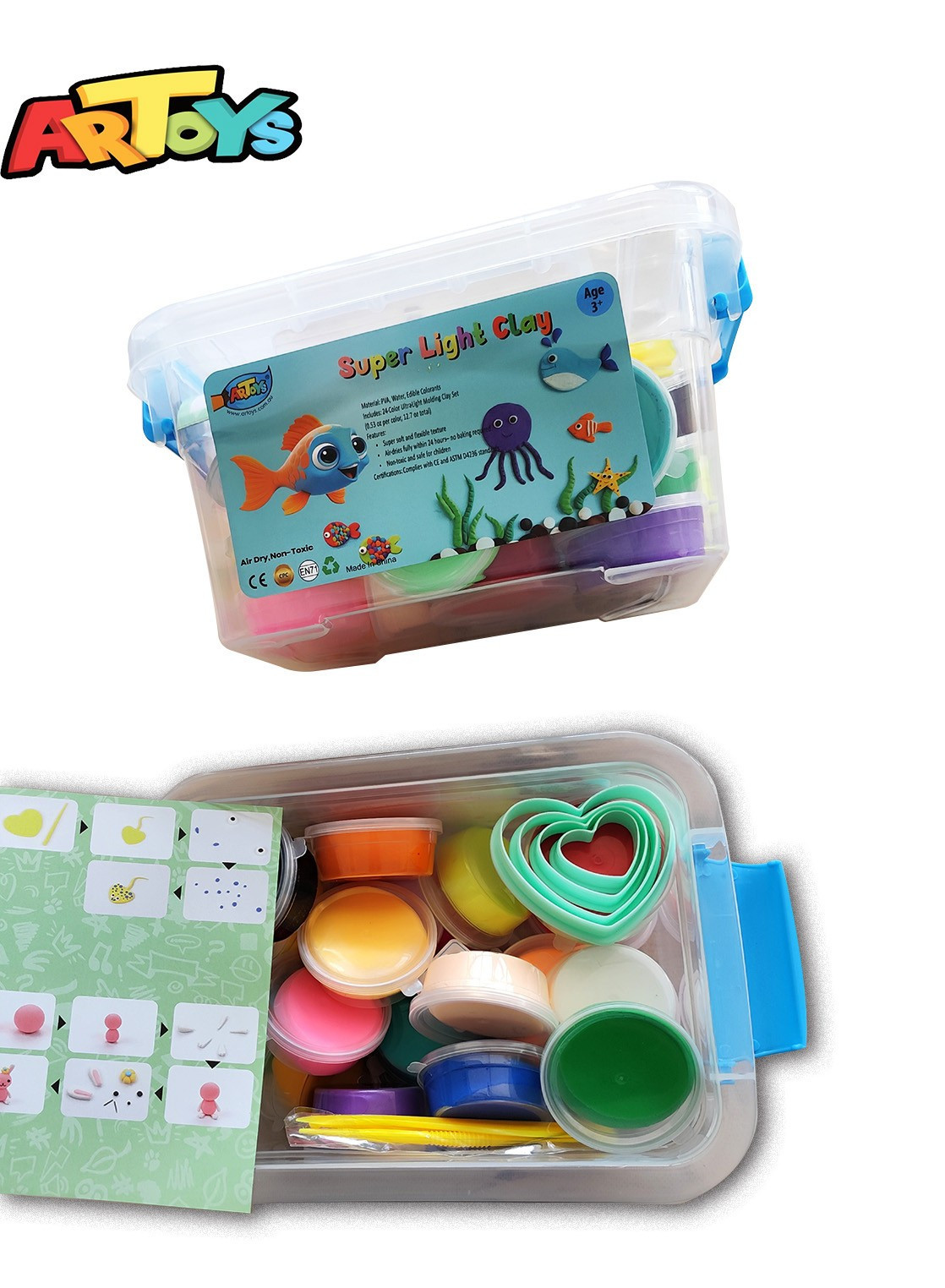 Air Dry Clay 24 Colors Ultra Light Clay Set for DIY Modeling Clay with Tools